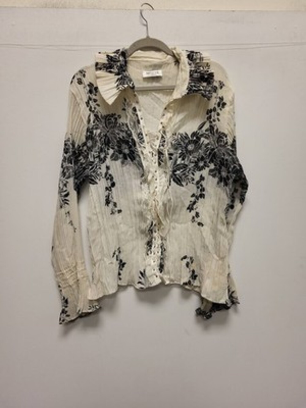 Dress-U-II by Sharon Blouse Floral Print Pleated Top Shirt Womens Size